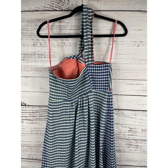Maeve Dress Women's 10 Gingham One Shoulder Tie Stripe Anthropologie NWT - Picture 9 of 12